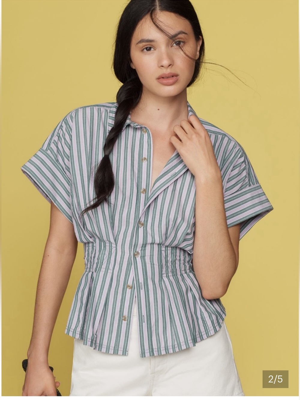 Bobbie Short Sleeve Fitted Waist Blouse by Pilcro - Picture 2 of 9